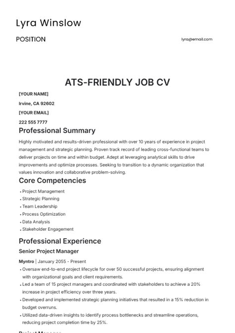 Ats Friendly Cv Templates