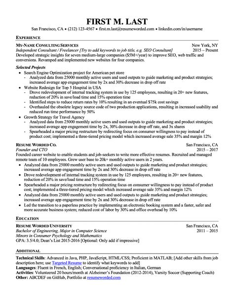 Ats Resume Template Free Download