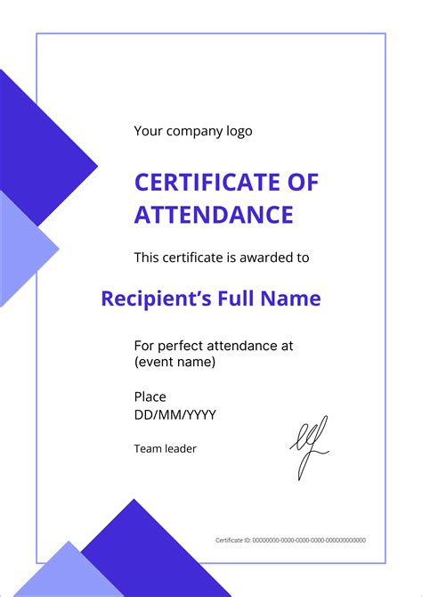 Attendance Certificate Templates