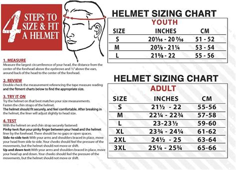 Atv Helmet Size Chart Youth