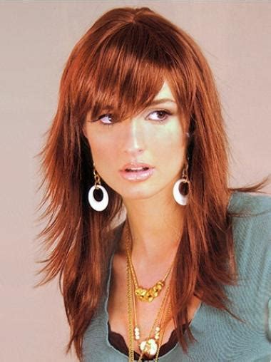 Auburn Layered Straight Braw Long Wigs