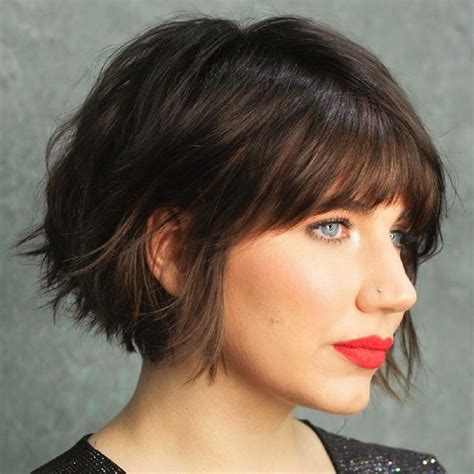 Auburn Ombre Bob with Baby Bangs: