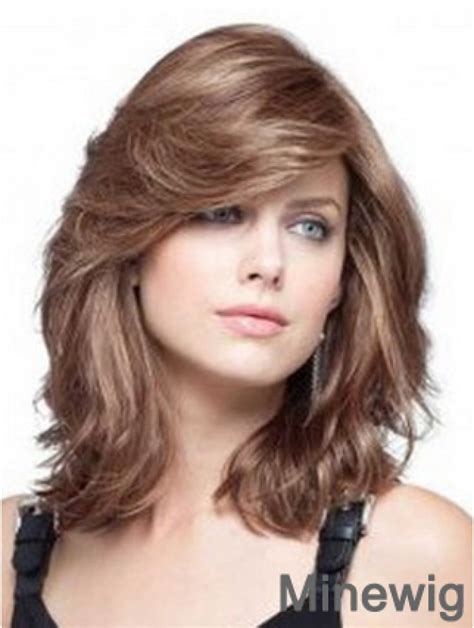 Auburn Wavy Shoulder Length Remy Human Lace Wigs