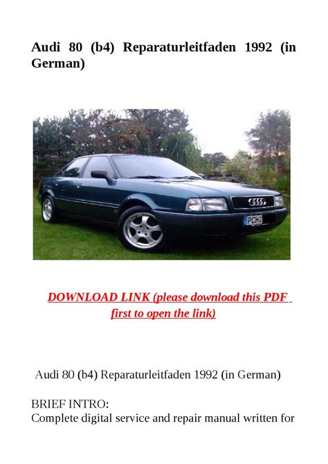 Audi 80 (b4) Service And Repair Manual For 1992 PDF Kindle Editon