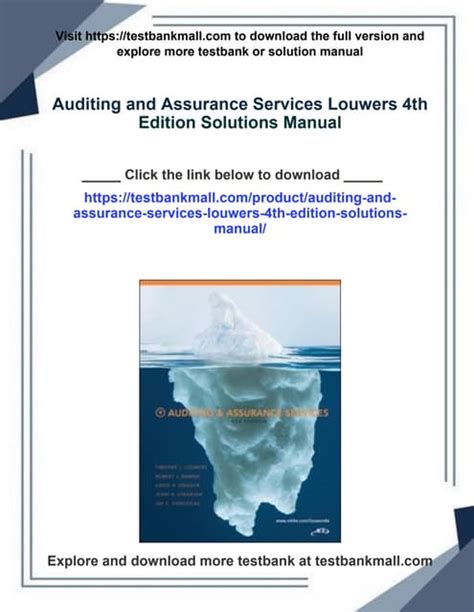 Auditing And Assurance Services Louwers 4th Edition Solutions Manual Doc