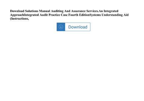 Auditing and Assurance Services Integrated Audit Practice Case PDF Epub