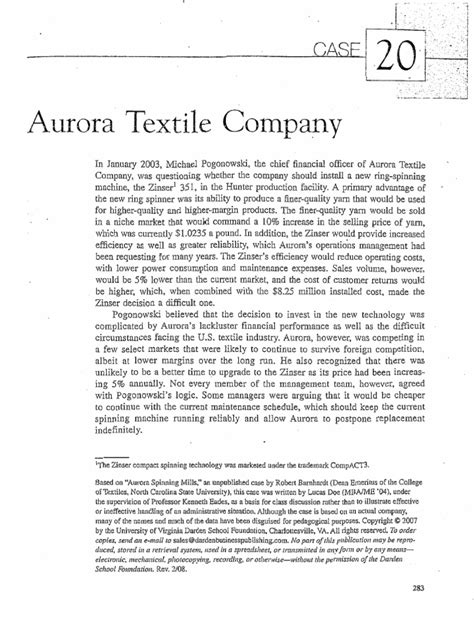Aurora textile company case Ebook Doc