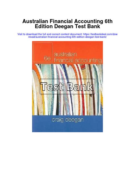 Australian Financial Accounting Craig Deegan 6e Answers Kindle Editon