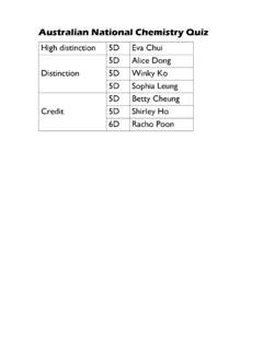 Australian National Chemistry Quiz Answers PDF