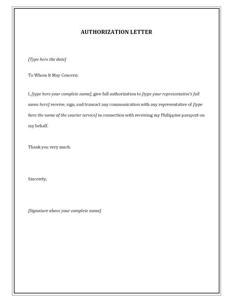 Authorisation Letter Template