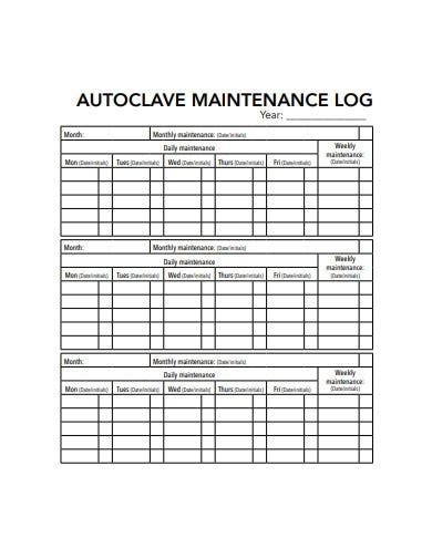 Autoclave weekly and monthly cleaning spread sheet Ebook Reader