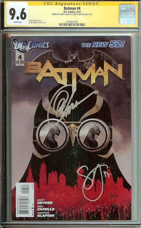 Autographed CGC 94 NM CGC Batman 2 The New 52 Signed Synder Capulla Doc