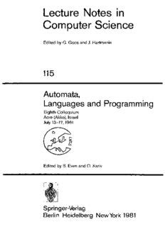 Automata, Languages and Programming Eighth Colloquium, Acre, Israel, July 13-17, 1981 Reader