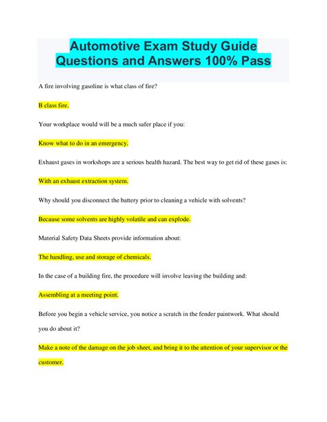 Automotive Questions And Answers Kindle Editon