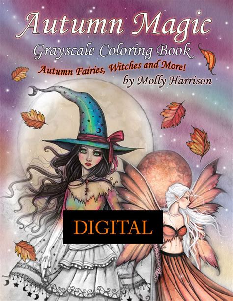 Autumn Magic Grayscale Coloring Book Autumn Fairies Witches and More Epub