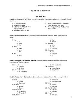 Avancemos 1 Work Answer Key Doc