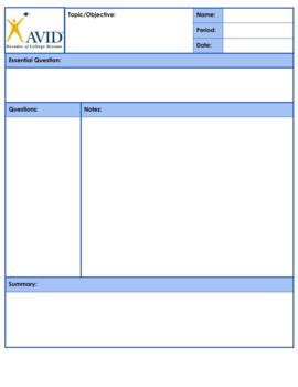 Avid Focused Notes Template