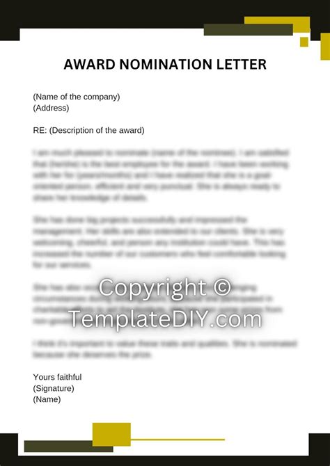 Award Nomination Letter Template