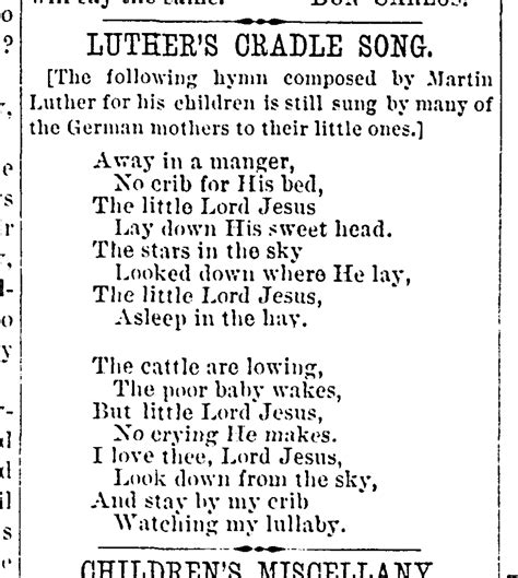 Away in a Manger Martin Luther s Christmas Carol Sacred Songs of Child Life