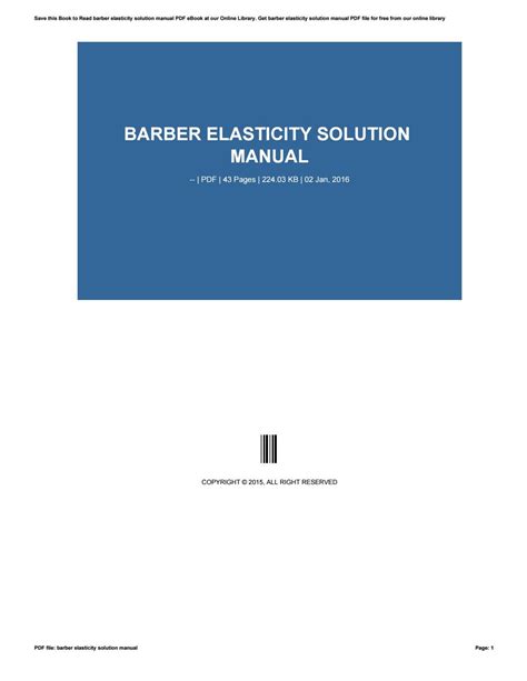 BARBER ELASTICITY SOLUTION MANUAL Ebook Epub