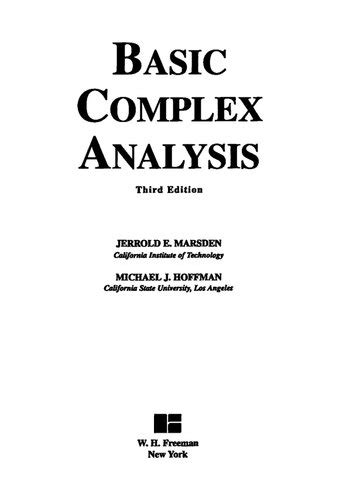 BASIC COMPLEX ANALYSIS MARSDEN SOLUTIONS Ebook PDF