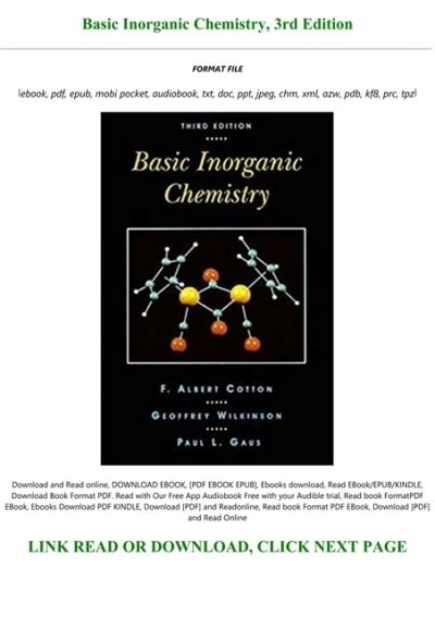 BASIC INORGANIC CHEMISTRY SOLUTION MANUAL COTTON Ebook Kindle Editon