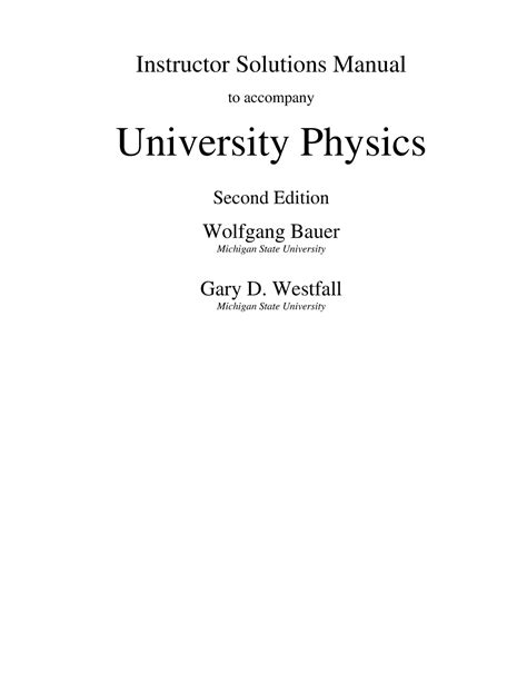 BAUER WESTFALL UNIVERSITY PHYSICS SOLUTIONS MANUAL Ebook Kindle Editon