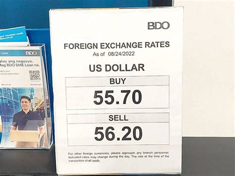 BDO USD Rate Today: 57.55 PHP