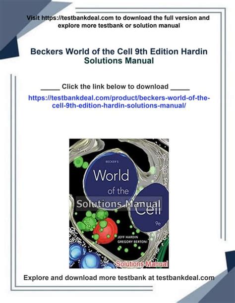 BECKERS WORLD OF THE CELL SOLUTIONS MANUAL Ebook Epub