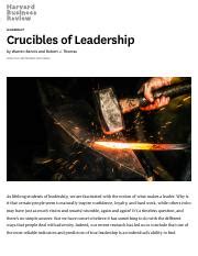 BENNIS THOMAS Crucibles of Leadership pdf Epub