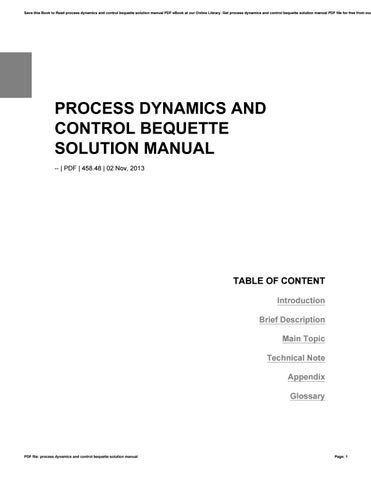 BEQUETTE SOLUTION MANUAL Ebook Epub