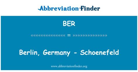 BER: A Comprehensive Abbreviation for Berlin