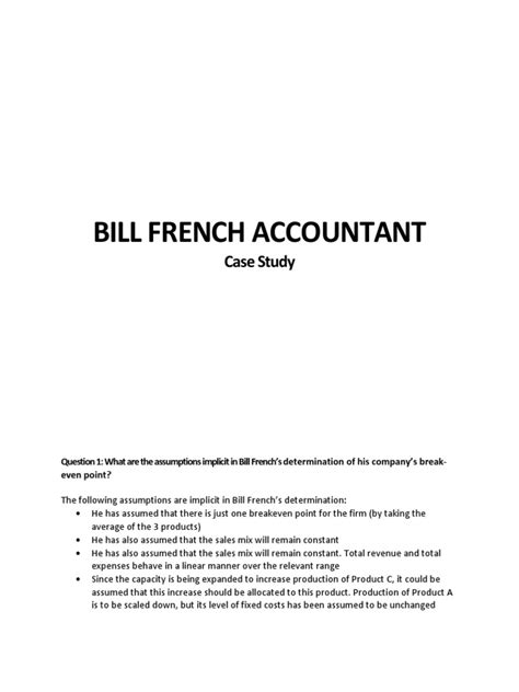 BILL FRENCH ACCOUNTANT CASE STUDY SOLUTION Ebook Epub