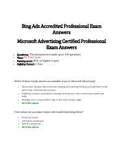 BING ADS ACCREDITED PROFESSIONAL EXAM ANSWERS Ebook Epub