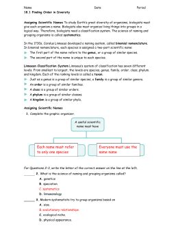 BIOLOGY FINDING ORDER IN DIVERSITY ANSWER KEY Ebook Kindle Editon