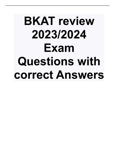 BKAT EXAM ANSWERS Ebook Epub