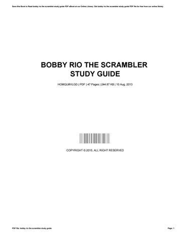 BOBBY RIO THE SCRAMBLER STUDY GUIDE Ebook Reader