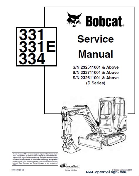 BOBCAT 331 D SERIES SERVICE MANUAL Ebook Kindle Editon