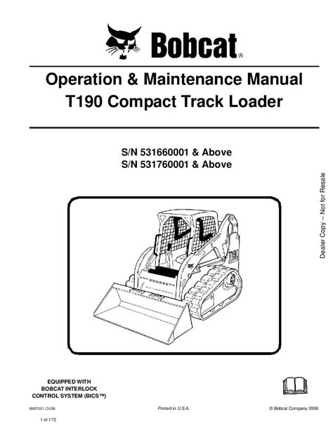 BOBCAT T190 OPERATORS MANUAL Ebook PDF