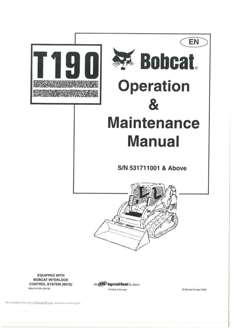 BOBCAT T190 OPERATORS MANUAL Ebook PDF