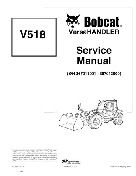 BOBCAT V518 SERVICE MANUAL Ebook Kindle Editon