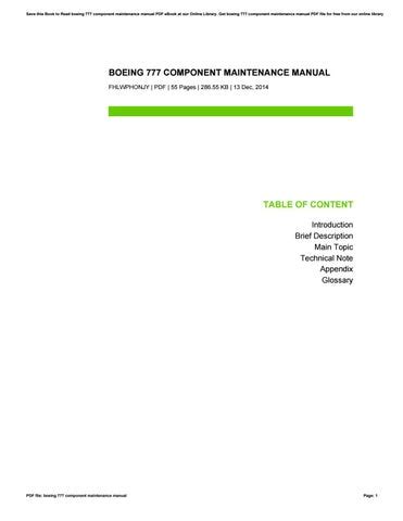 BOEING 777 COMPONENT MAINTENANCE MANUAL Ebook Reader