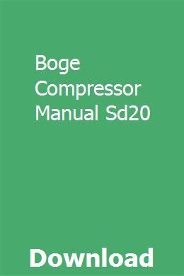 BOGE COMPRESSOR MANUAL SD20 Ebook Doc