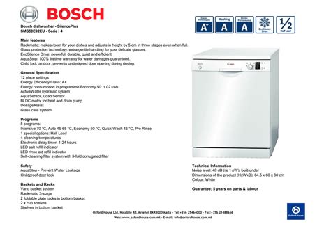 BOSCH EXCLUSIV DISHWASHER USER MANUAL Ebook Doc