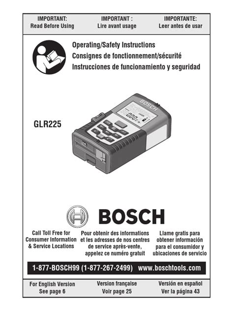 BOSCH GLR225 OWNERS MANUAL Ebook Reader