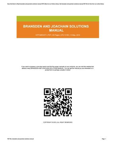 BRANSDEN AND JOACHAIN SOLUTIONS MANUAL PDF Ebook Kindle Editon