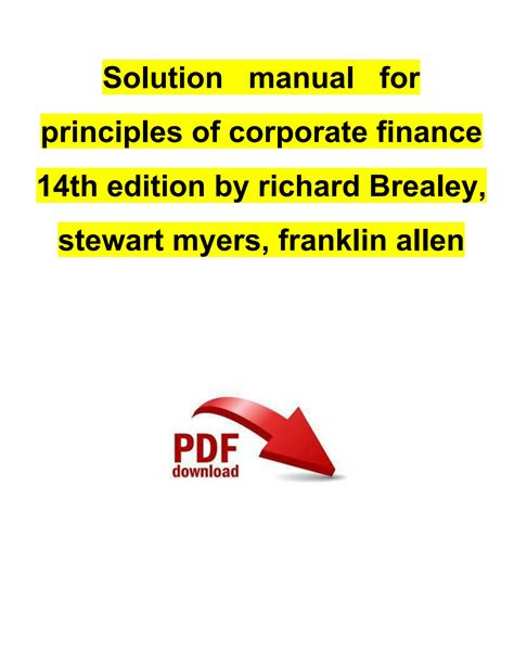 BREALEY MYERS CORPORATE FINANCE SOLUTION MANUAL Ebook Doc