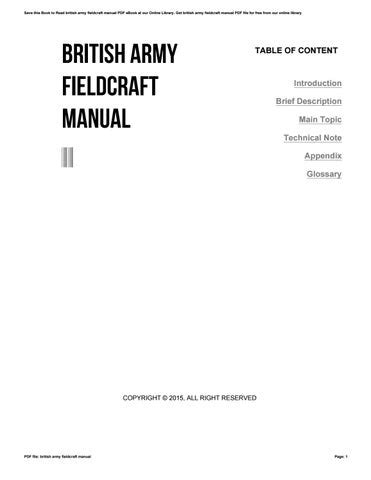 BRITISH ARMY FIELDCRAFT MANUAL Ebook PDF