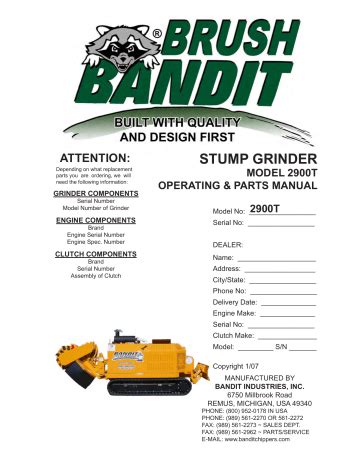 BRUSH BANDIT PARTS MANUAL Ebook Epub