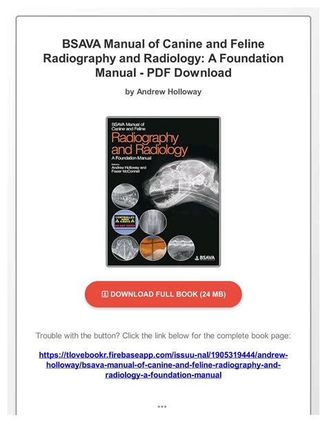 BSAVA Manual of Canine and Feline Radiography and Radiology  A Foundation Manual PDF